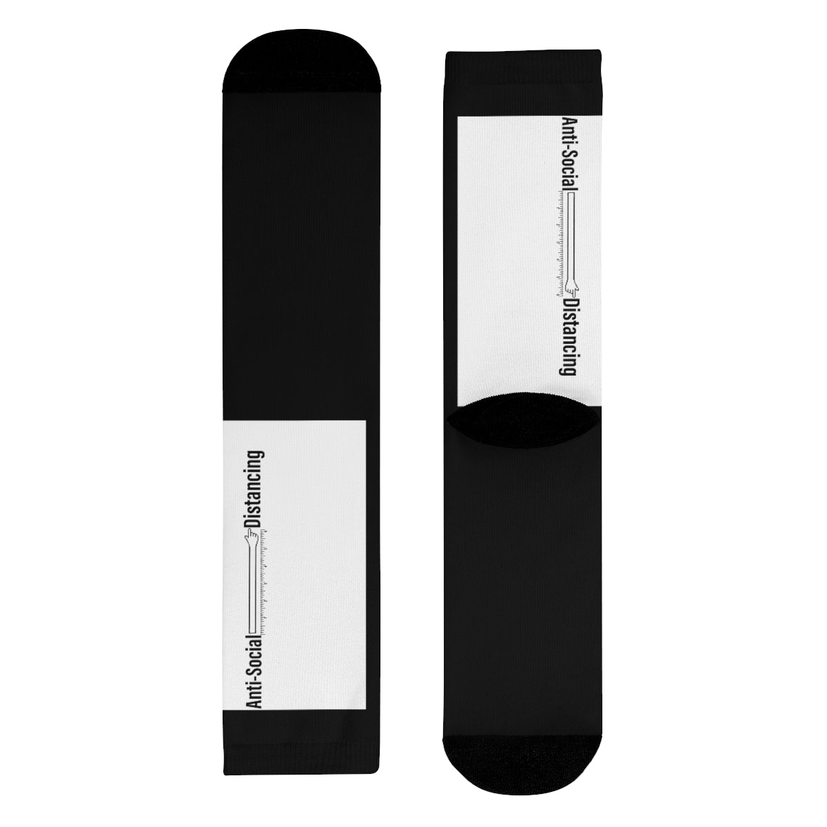 Anti-social Distance - Sublimation Crew Socks BLK/WHT