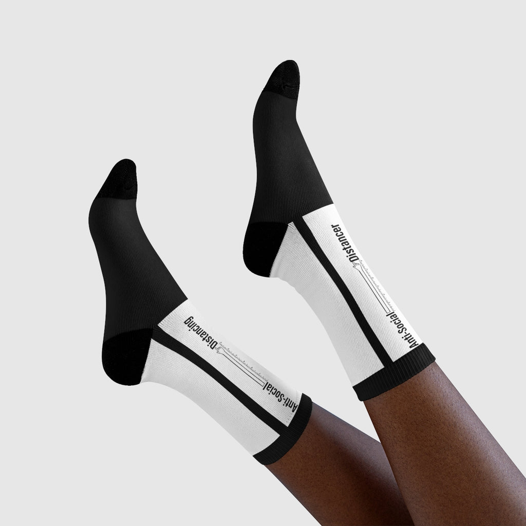 Anti-social Distance - Sublimation Crew Socks BLK/WHT