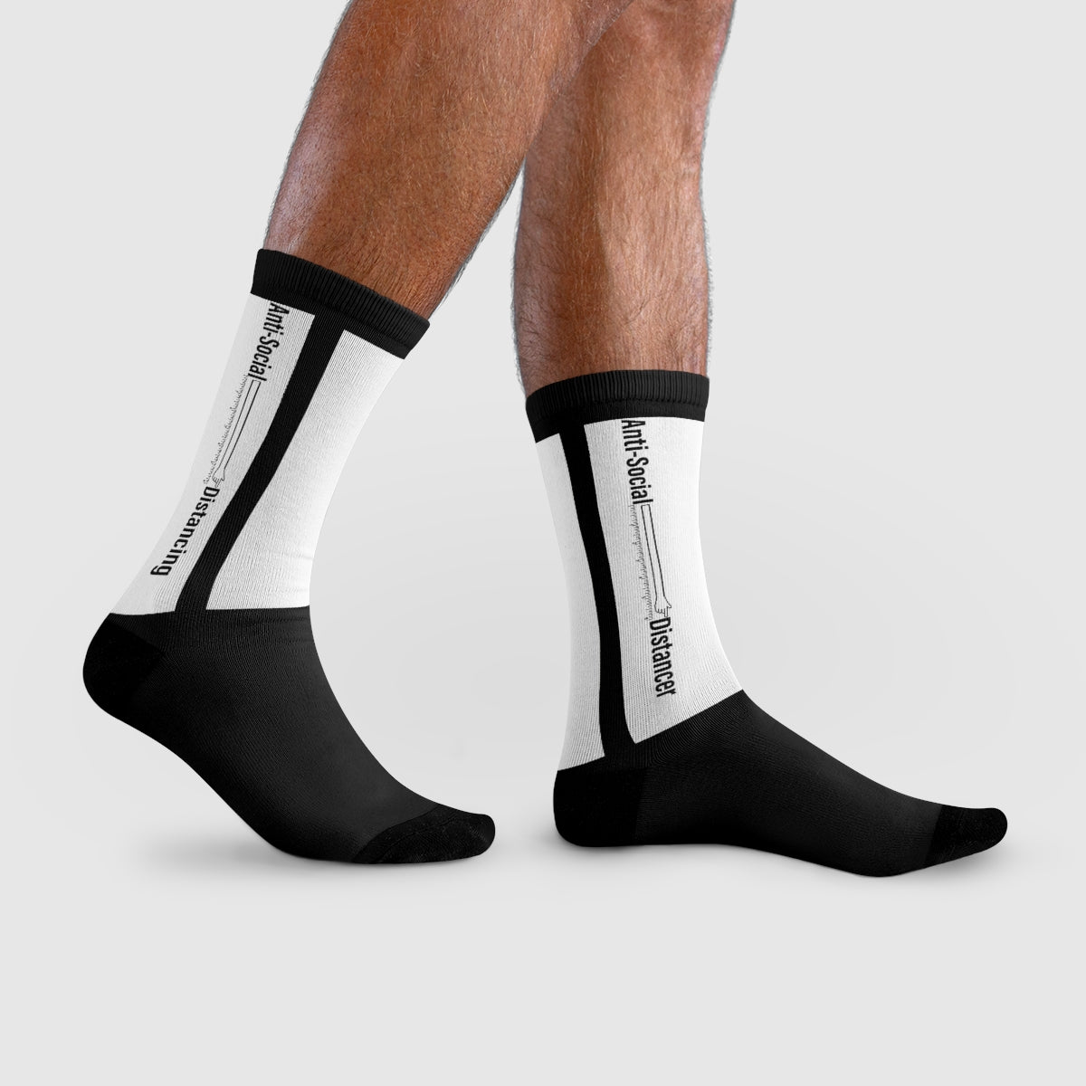 Anti-social Distance - Sublimation Crew Socks BLK/WHT