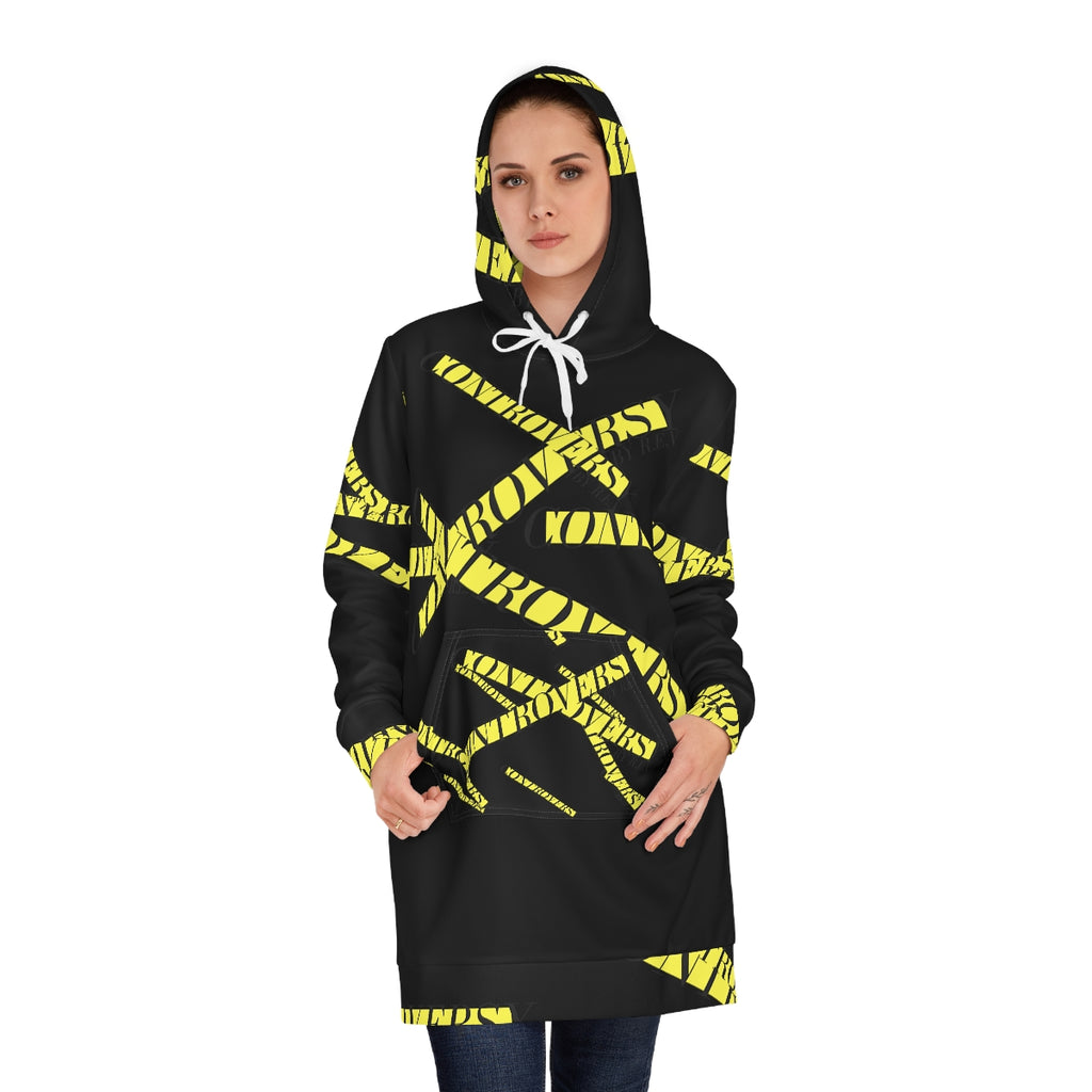 CAUTION! Hoodie Dress - BLACK