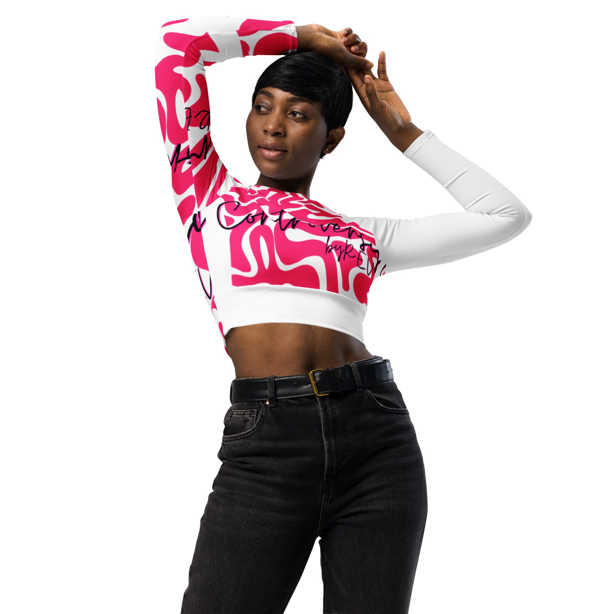 THE BRAINS Recycled long-sleeve crop top