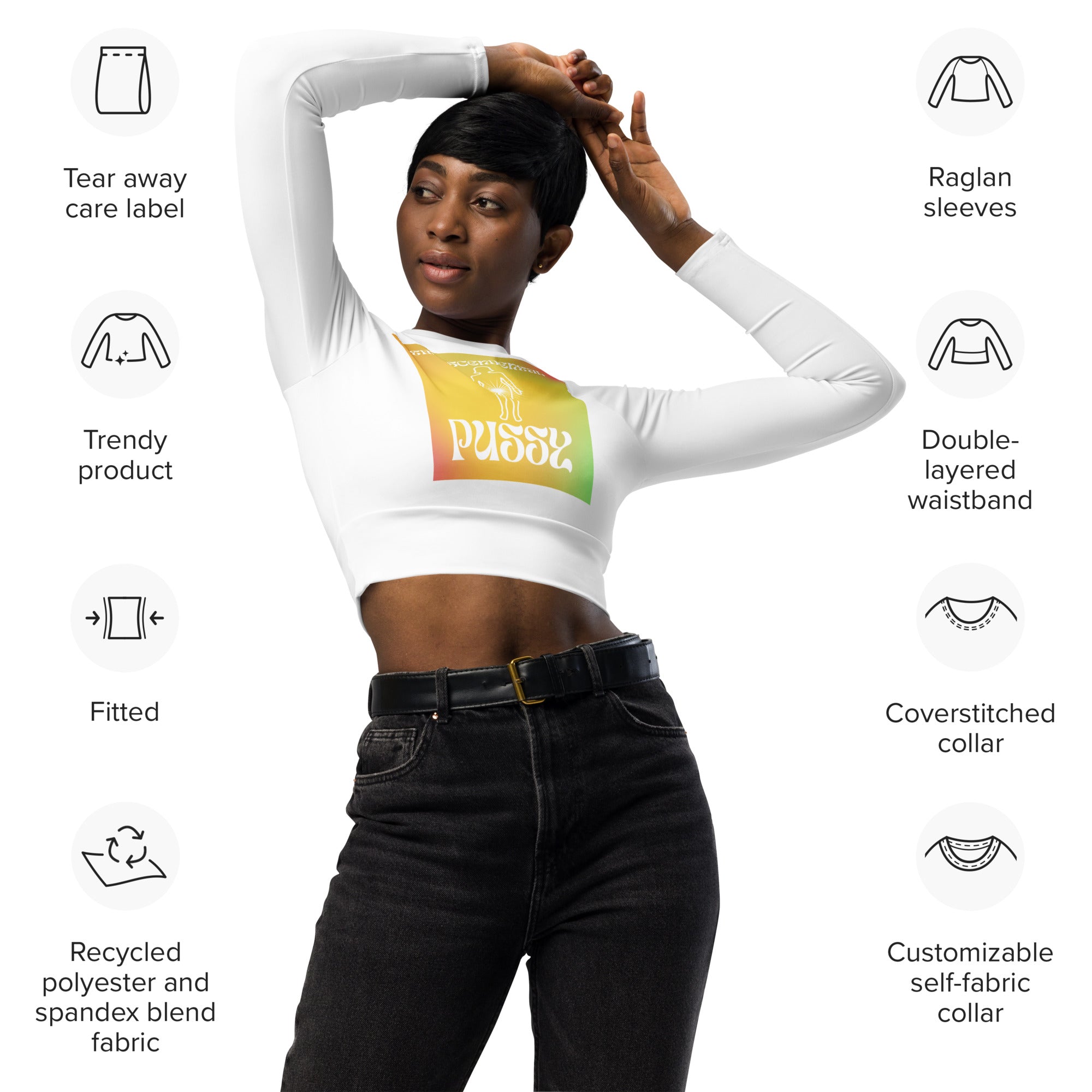 TRANSCENDENCE Recycled long-sleeve crop top