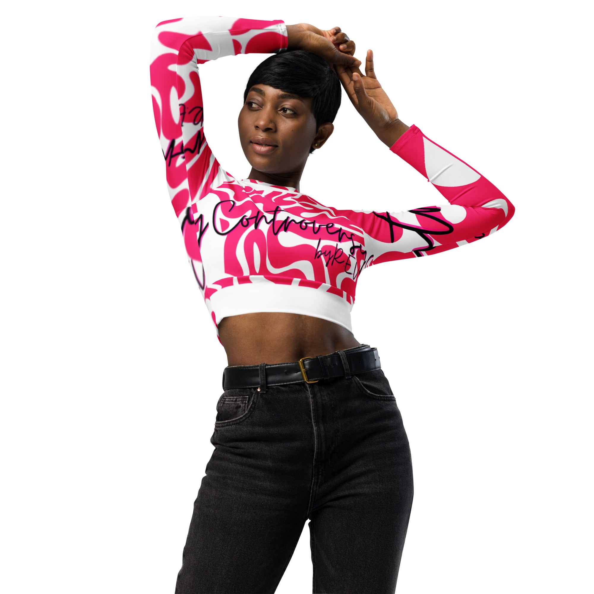 THE BRAINS 2.0 Recycled long-sleeve crop top