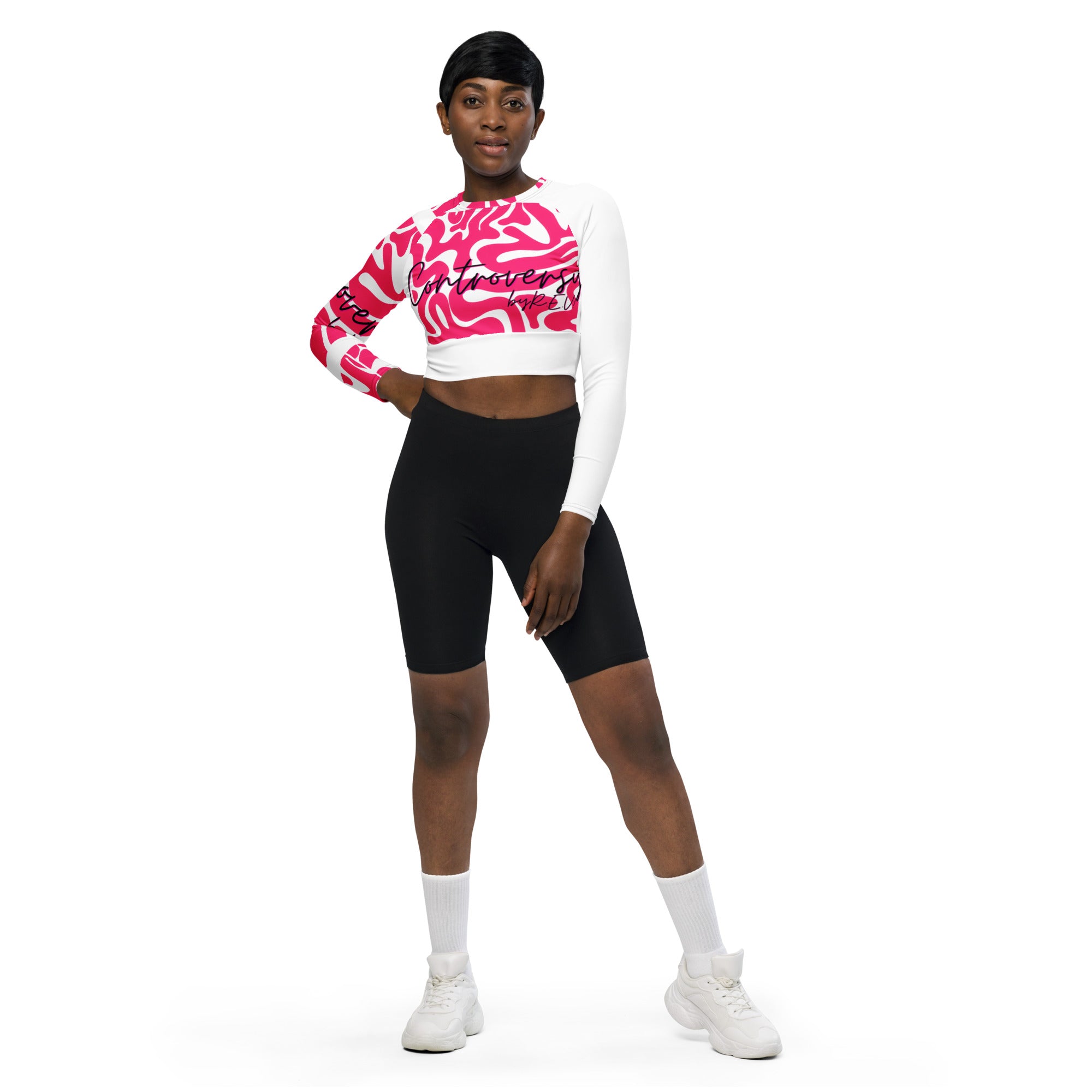 THE BRAINS Recycled long-sleeve crop top