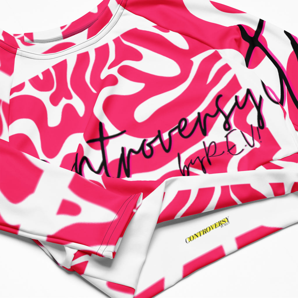 THE BRAINS 2.0 Recycled long-sleeve crop top