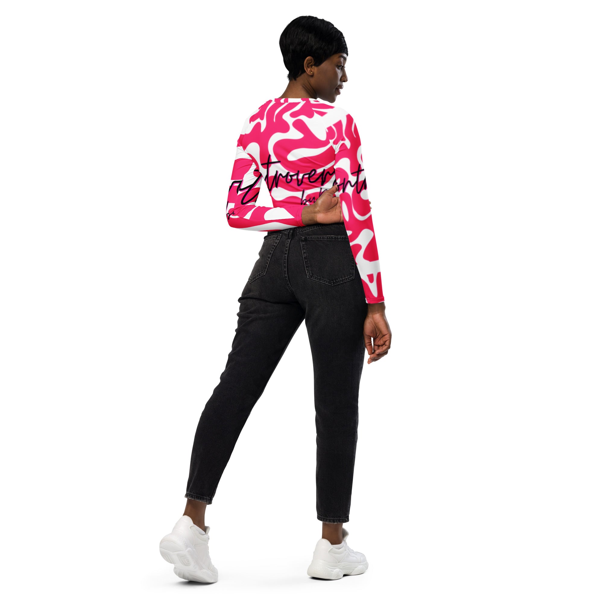 THE BRAINS 2.0 Recycled long-sleeve crop top