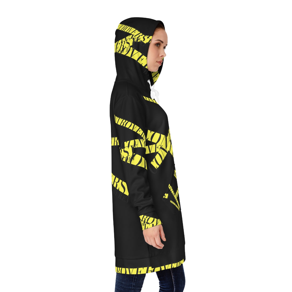 CAUTION! Hoodie Dress - BLACK