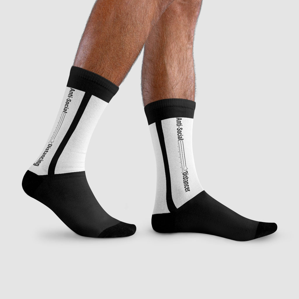 Anti-social Distance - Sublimation Crew Socks BLK/WHT