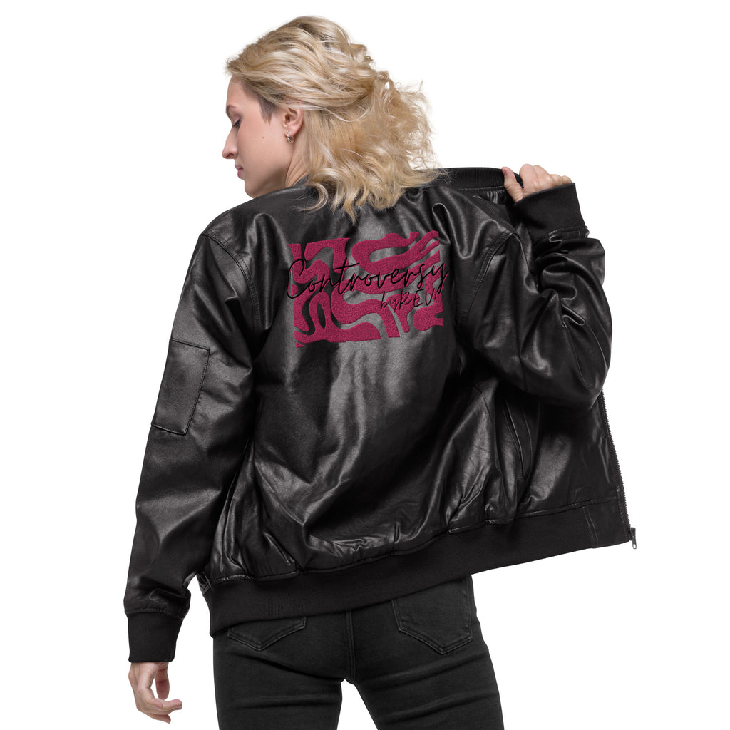 THE BRAINS Leather Bomber Jacket
