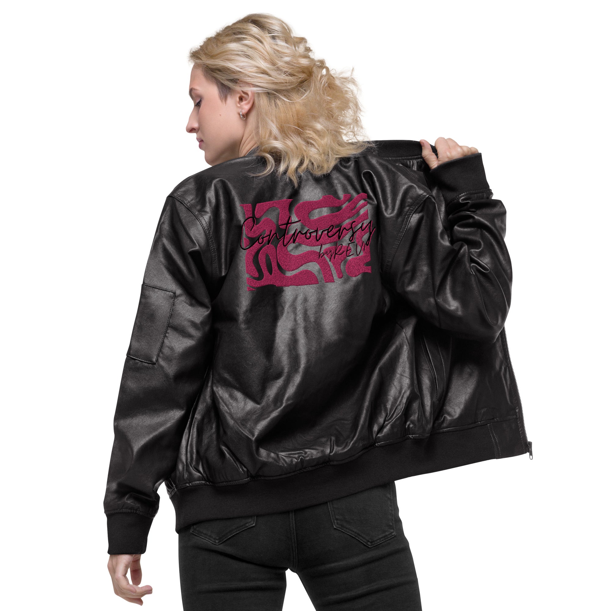 THE BRAINS Leather Bomber Jacket