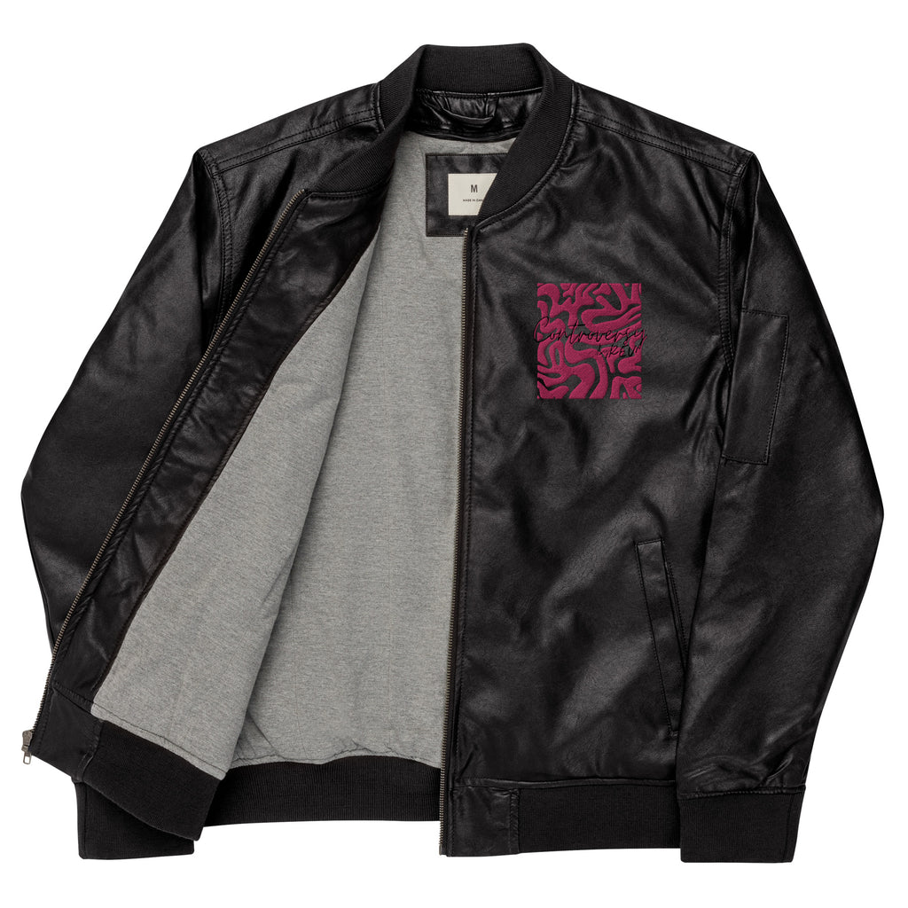 THE BRAINS Leather Bomber Jacket