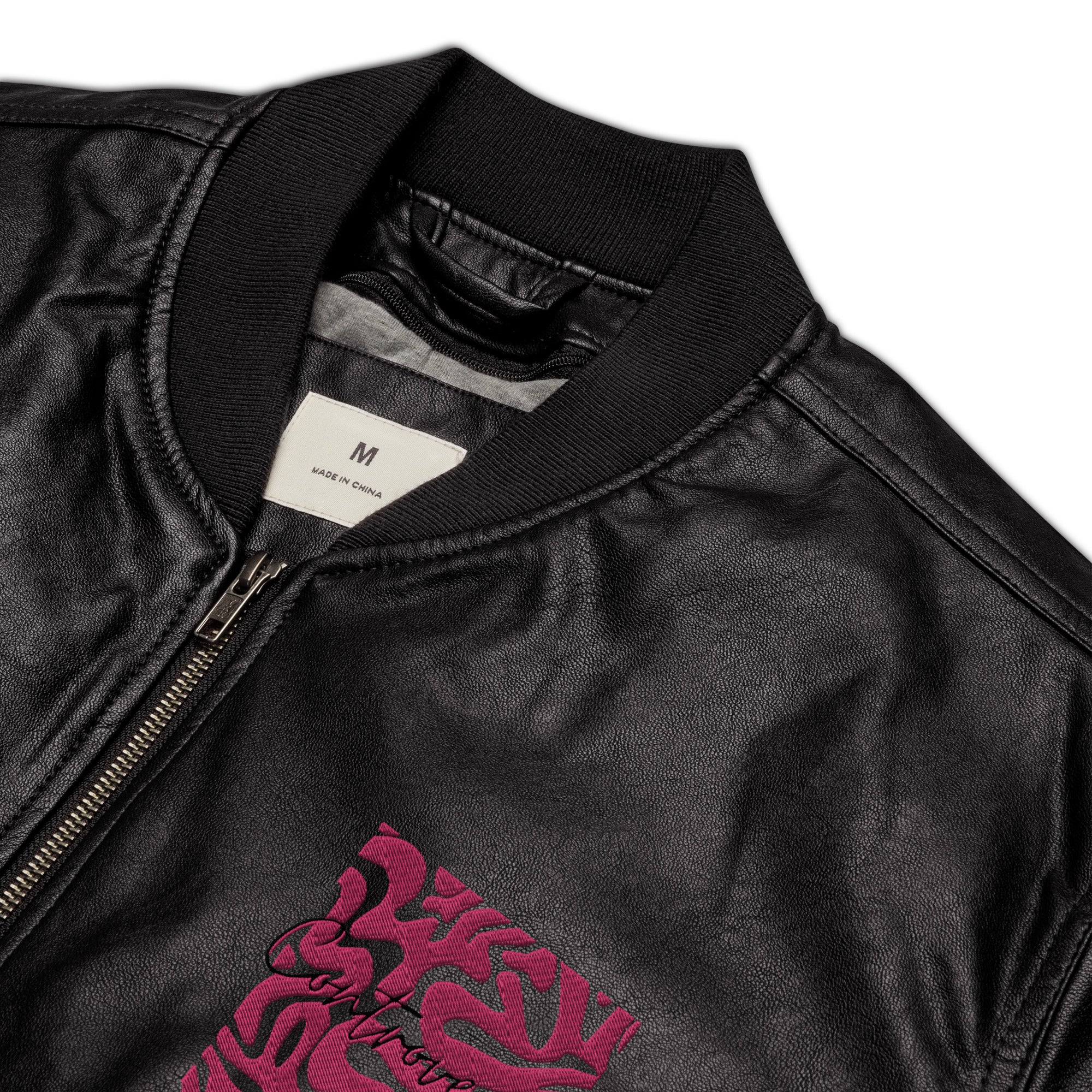 THE BRAINS Leather Bomber Jacket